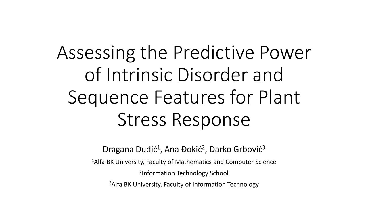Assessing the predictive power of intrinsic disorder and sequence features for plant stress response